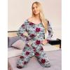 Ekouaer Womens Pajama Sets 2 Piece Lounge Set Fall Winter Pajamas Long Sleeve Pjs Top and Pants Soft Pj Sets Loose Sleepwear(Ink Flowers)