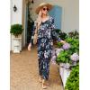 Ekouaer Womens Pajama Sets 2 Piece Lounge Set Fall Winter Pajamas Long Sleeve Pjs Top and Pants Soft Pj Sets Loose Sleepwear(Large Flower Cluster)