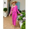 Ekouaer Womens Pajama Sets 2 Piece Lounge Set Fall Winter Pajamas Long Sleeve Pjs Top and Pants Soft Pj Sets Loose Sleepwear(Leopard-rose)