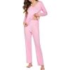 Ekouaer Womens Pajama Sets 2 Piece Lounge Set Fall Winter Pajamas Long Sleeve Pjs Top and Pants Soft Pj Sets Loose Sleepwear(Light Pink)