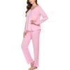Ekouaer Womens Pajama Sets 2 Piece Lounge Set Fall Winter Pajamas Long Sleeve Pjs Top and Pants Soft Pj Sets Loose Sleepwear(Light Pink)