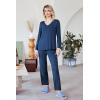 Ekouaer Womens Pajama Sets 2 Piece Lounge Set Fall Winter Pajamas Long Sleeve Pjs Top and Pants Soft Pj Sets Loose Sleepwear(Navy Blue)