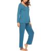 Ekouaer Womens Pajama Sets 2 Piece Lounge Set Fall Winter Pajamas Long Sleeve Pjs Top and Pants Soft Pj Sets Loose Sleepwear(Peacock Blue)