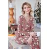 Ekouaer Womens Pajama Sets 2 Piece Lounge Set Fall Winter Pajamas Long Sleeve Pjs Top and Pants Soft Pj Sets Loose Sleepwear(Pink White Flower)