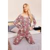 Ekouaer Womens Pajama Sets 2 Piece Lounge Set Fall Winter Pajamas Long Sleeve Pjs Top and Pants Soft Pj Sets Loose Sleepwear(Pink White Flower)