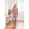 Ekouaer Womens Pajama Sets 2 Piece Lounge Set Fall Winter Pajamas Long Sleeve Pjs Top and Pants Soft Pj Sets Loose Sleepwear(Pink White Flower)