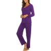 Ekouaer Womens Pajama Sets 2 Piece Lounge Set Fall Winter Pajamas Long Sleeve Pjs Top and Pants Soft Pj Sets Loose Sleepwear(Purple)