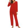 Ekouaer Womens Pajama Sets 2 Piece Lounge Set Fall Winter Pajamas Long Sleeve Pjs Top and Pants Soft Pj Sets Loose Sleepwear(Red)