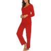 Ekouaer Womens Pajama Sets 2 Piece Lounge Set Fall Winter Pajamas Long Sleeve Pjs Top and Pants Soft Pj Sets Loose Sleepwear(Red)