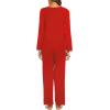 Ekouaer Womens Pajama Sets 2 Piece Lounge Set Fall Winter Pajamas Long Sleeve Pjs Top and Pants Soft Pj Sets Loose Sleepwear(Red)