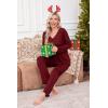 Ekouaer Womens Pajama Sets 2 Piece Lounge Set Fall Winter Pajamas Long Sleeve Pjs Top and Pants Soft Pj Sets Loose Sleepwear(Wine Red)
