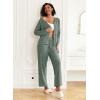 Ekouaer Womens Pajama Sets Button Up Long Sleeve Pjs Soft Lounge Set 2 Piece Sleepwear with Pockets(Army Green)