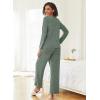 Ekouaer Womens Pajama Sets Button Up Long Sleeve Pjs Soft Lounge Set 2 Piece Sleepwear with Pockets(Army Green)