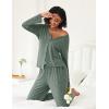 Ekouaer Womens Pajama Sets Button Up Long Sleeve Pjs Soft Lounge Set 2 Piece Sleepwear with Pockets(Army Green)