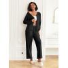 Ekouaer Womens Pajama Sets Button Up Long Sleeve Pjs Soft Lounge Set 2 Piece Sleepwear with Pockets(Black)