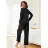 Ekouaer Womens Pajama Sets Button Up Long Sleeve Pjs Soft Lounge Set 2 Piece Sleepwear with Pockets(Black)