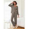 Ekouaer Womens Pajama Sets Button Up Long Sleeve Pjs Soft Lounge Set 2 Piece Sleepwear with Pockets(Brown)