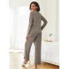 Ekouaer Womens Pajama Sets Button Up Long Sleeve Pjs Soft Lounge Set 2 Piece Sleepwear with Pockets(Brown)