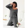 Ekouaer Womens Pajama Sets Button Up Long Sleeve Pjs Soft Lounge Set 2 Piece Sleepwear with Pockets(Flower Grey)