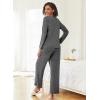 Ekouaer Womens Pajama Sets Button Up Long Sleeve Pjs Soft Lounge Set 2 Piece Sleepwear with Pockets(Flower Grey)