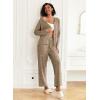 Ekouaer Womens Pajama Sets Button Up Long Sleeve Pjs Soft Lounge Set 2 Piece Sleepwear with Pockets(Khaki)