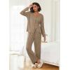 Ekouaer Womens Pajama Sets Button Up Long Sleeve Pjs Soft Lounge Set 2 Piece Sleepwear with Pockets(Khaki)