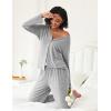 Ekouaer Womens Pajama Sets Button Up Long Sleeve Pjs Soft Lounge Set 2 Piece Sleepwear with Pockets(Light Grey)