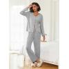 Ekouaer Womens Pajama Sets Button Up Long Sleeve Pjs Soft Lounge Set 2 Piece Sleepwear with Pockets(Light Grey)