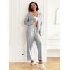 Ekouaer Womens Pajama Sets Button Up Long Sleeve Pjs Soft Lounge Set 2 Piece Sleepwear with Pockets(Light Grey)