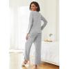 Ekouaer Womens Pajama Sets Button Up Long Sleeve Pjs Soft Lounge Set 2 Piece Sleepwear with Pockets(Light Grey)