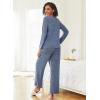 Ekouaer Womens Pajama Sets Button Up Long Sleeve Pjs Soft Lounge Set 2 Piece Sleepwear with Pockets(Navy)