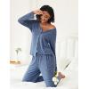 Ekouaer Womens Pajama Sets Button Up Long Sleeve Pjs Soft Lounge Set 2 Piece Sleepwear with Pockets(Navy)