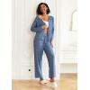 Ekouaer Womens Pajama Sets Button Up Long Sleeve Pjs Soft Lounge Set 2 Piece Sleepwear with Pockets(Navy)