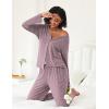 Ekouaer Womens Pajama Sets Button Up Long Sleeve Pjs Soft Lounge Set 2 Piece Sleepwear with Pockets(Pink)