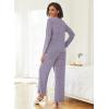 Ekouaer Womens Pajama Sets Button Up Long Sleeve Pjs Soft Lounge Set 2 Piece Sleepwear with Pockets(Purple)