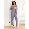 Ekouaer Womens Pajama Sets Button Up Long Sleeve Pjs Soft Lounge Set 2 Piece Sleepwear with Pockets(Purple)