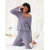 Ekouaer Womens Pajama Sets Button Up Long Sleeve Pjs Soft Lounge Set 2 Piece Sleepwear with Pockets(Purple)
