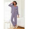 Ekouaer Womens Pajama Sets Button Up Long Sleeve Pjs Soft Lounge Set 2 Piece Sleepwear with Pockets(Purple)