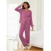 Ekouaer Womens Pajama Sets Button Up Long Sleeve Pjs Soft Lounge Set 2 Piece Sleepwear with Pockets(Rose Red)