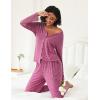 Ekouaer Womens Pajama Sets Button Up Long Sleeve Pjs Soft Lounge Set 2 Piece Sleepwear with Pockets(Rose Red)