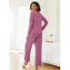 Ekouaer Womens Pajama Sets Button Up Long Sleeve Pjs Soft Lounge Set 2 Piece Sleepwear with Pockets(Rose Red)