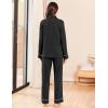 Ekouaer Womens Pajama Sets Long Sleeve Ribbed Knit Lounge Set Button Down Soft 2 Piece Pjs With Pockets(Black)