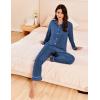 Ekouaer Womens Pajama Sets Long Sleeve Ribbed Knit Lounge Set Button Down Soft 2 Piece Pjs With Pockets(Blue)