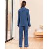 Ekouaer Womens Pajama Sets Long Sleeve Ribbed Knit Lounge Set Button Down Soft 2 Piece Pjs With Pockets(Blue)