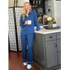 Ekouaer Womens Pajama Sets Long Sleeve Ribbed Knit Lounge Set Button Down Soft 2 Piece Pjs With Pockets(Blue)