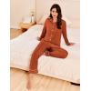 Ekouaer Womens Pajama Sets Long Sleeve Ribbed Knit Lounge Set Button Down Soft 2 Piece Pjs With Pockets(Caramel)