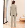 Ekouaer Womens Pajama Sets Long Sleeve Ribbed Knit Lounge Set Button Down Soft 2 Piece Pjs With Pockets(Champagne)
