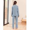 Ekouaer Womens Pajama Sets Long Sleeve Ribbed Knit Lounge Set Button Down Soft 2 Piece Pjs With Pockets(Light Blue)
