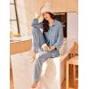 Ekouaer Womens Pajama Sets Long Sleeve Ribbed Knit Lounge Set Button Down Soft 2 Piece Pjs With Pockets(Light Blue)
