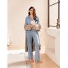 Ekouaer Womens Pajama Sets Long Sleeve Ribbed Knit Lounge Set Button Down Soft 2 Piece Pjs With Pockets(Light Blue)
